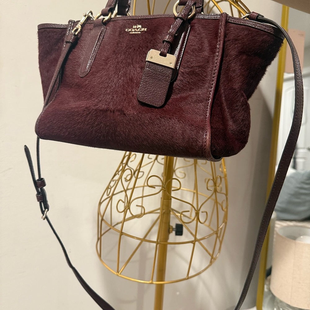 Coach Dark Red Fur Satchel